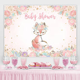 Rosa Blumen Und A Schön Fuchs babydusche Hintergrund